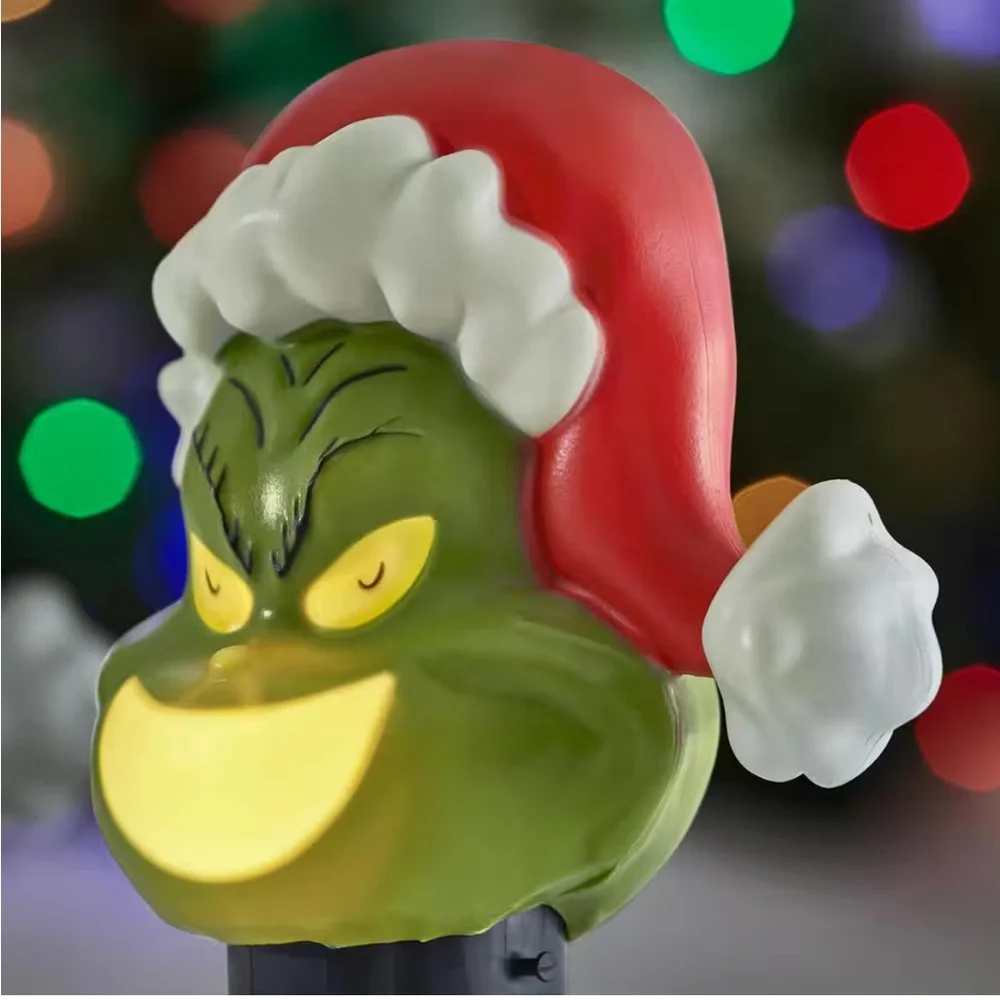 Christmas Green Grinch Battery-Operated Pathway Stakes (4 Count) New in Box